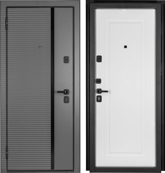 Металлическая дверь Guard MG75 МДФ/МДФ 87х205 левая (серый/белый ясень)