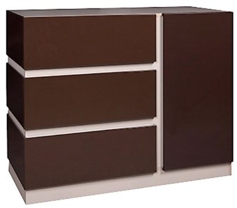 Тумба КМК Мебель Хилтон 1Д3Я 0651.3 (капучино светлый-мокко глянец)