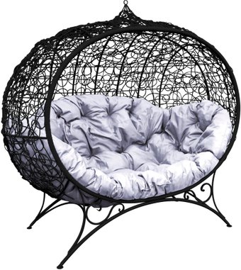 Садовый диван M-Group Улей на ножках 11220409 (черный ротанг/серая подушка)
