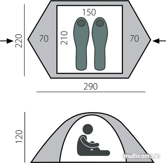 Треккинговая палатка BTrace Solid 2+