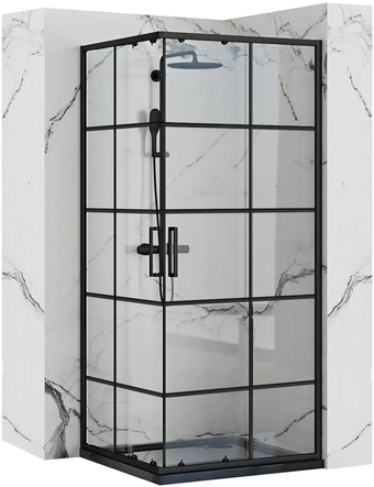 Душевой уголок Rea Concept 90x90 (черный/прозрачное стекло)
