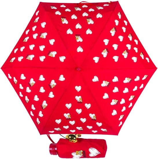 Зонт Moschino 8127-superminiC Hearts and bears Dark Red