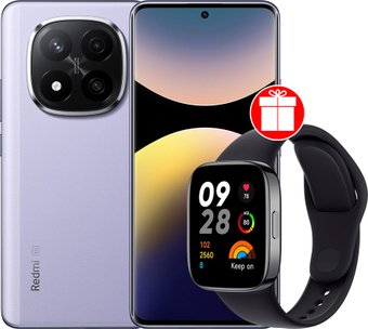 Телефон Xiaomi Redmi Note 14 Pro+ 5G 12GB/512GB международная версия (фиолетовый) + умные часы Xiaomi Redmi Watch 3 (черный) по акции