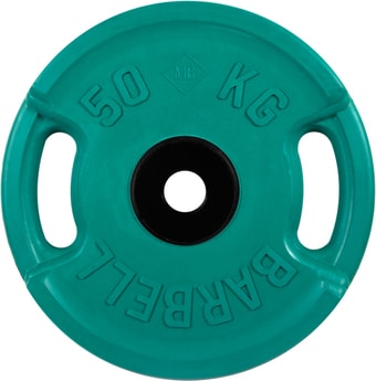 Диск MB Barbell Евро-классик с ручками 51 мм (1x50 кг, зеленый)