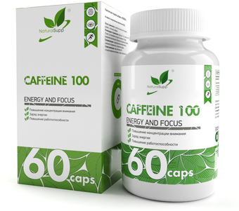 Витамины, минералы NaturalSupp Кофеин 100 (Caffeine 100), 60 капсул