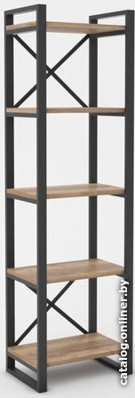 Стеллаж Hype Mebel Стандарт 80x170 (черный/дуб галифакс натуральный)