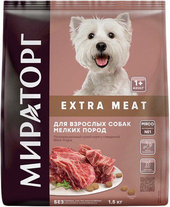 Сухой корм для собак Мираторг Extra Meat с говядиной Black Angus для мелких пород 1.5 кг