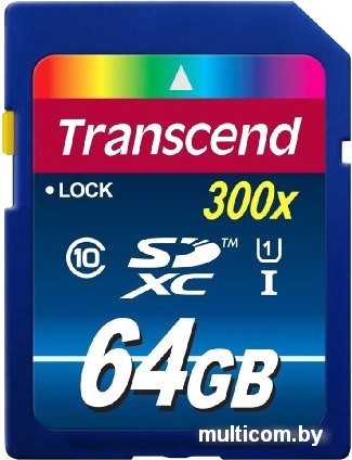 Карта памяти Transcend SDXC (Class 10) UHS-I Premium 64Gb (TS64GSDU1)