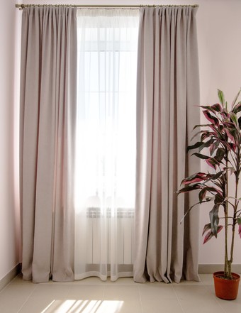 Комплект штор Decoretto Канвас базовый КСБ-K128 3.5x2.6 м (серый, 2 шт)