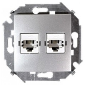 Розетка телефонная Simon 1591589-033 (алюминий)