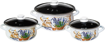 Набор кастрюль КМЗ Сбор трав-1-Экстра (3 шт, белый)