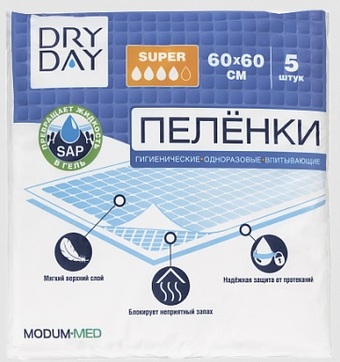 Пеленки Modum Dry Day Super 60x60 (5 шт)