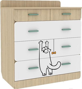 Комод Аквилон Кот №9.1 (туя светлая-белый)