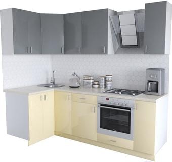 Угловая кухня Хоум Лайн Кристалл Люкс 1200х2400 угловой (ваниль/серый)