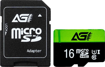 Карта памяти AGI TF138 microSDHC AGI016GU1TF138 16GB (с адаптером)