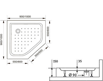 Душевой поддон RGW LUX/TN-TR 16180599-41 90x90