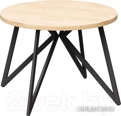 Кухонный стол Millwood Женева 2 Л D100 100x100x75 (дуб золотой Craft-металл черный)