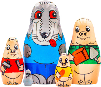 Развивающая игра Брестская Матрешка Три поросенка (набор 5 шт)