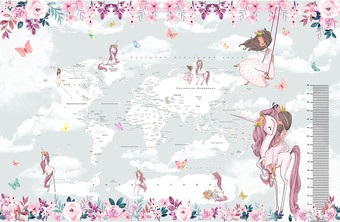 Виниловые обои Citydecor Princess 16 400x260, карта мира с ростомером