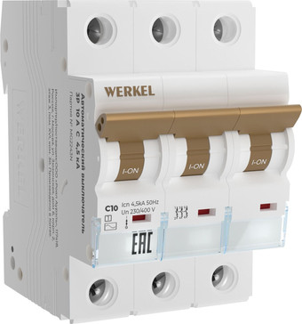 Выключатель автоматический Werkel 3P 10 A C 4.5 кА W903P104