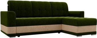 Угловой диван Mebelico Честер 61114 (правый, вельвет, зеленый/бежевый)