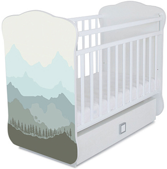 Классическая детская кроватка Indigo Модена Горы (маятник-ящик)