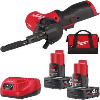 Ленточная шлифмашина Milwaukee M12 Fuel FBFL10-402B (с 2-мя АКБ, сумка)