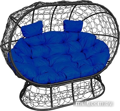 Садовый диван M-Group Лежебока 11190410 (на подставке с черным ротангом/синяя подушка)