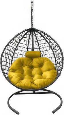 Подвесное кресло Craftmebel Кокон Капля Премиум (желтый/графит)