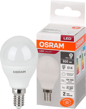 Светодиодная лампочка Osram LED Value Р75 10Вт Е14 4000К