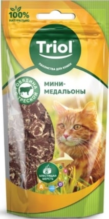Лакомство для кошек Triol Мини-медальоны из говядины с треской (40 г)