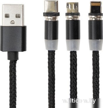 Кабель Sonnen Premium USB Type-A - microUSB/USB Type-C/Ligtning 513561 (1 м, черный)