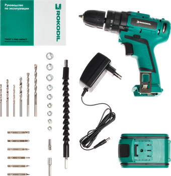 Ударная дрель-шуруповерт Rokodil Twist 2 Pro Impact 1045942 (с 1-им АКБ, кейс)