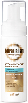 Мусс-автозагар Belita Miracle Tan Загар без солнца для лица и тела светлый оттенок (175 мл)
