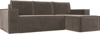 Угловой диван Mebelico Куба угловой 108647 (правый, БНП, велюр, коричневый)
