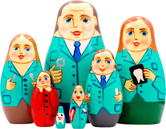 Развивающая игра Брестская Матрешка В виде персонала кабинета стоматолога (набор 7 шт)