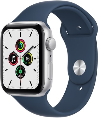 Умные часы Apple Watch SE 44 мм (алюминий серебристый/синий омут спортивный)