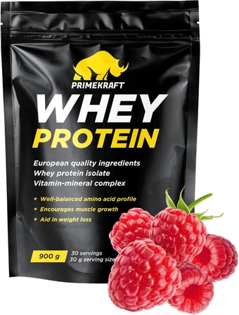 Протеин Prime Kraft Whey Protein с витаминами и минералами (900г, малина)