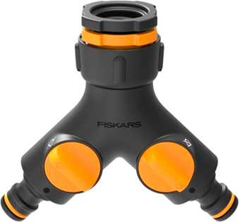 Разветвитель Fiskars Коннектор двухканальный с клапанами вкл/выкл 1027061