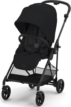 Коляска прогулочная «книга» Cybex New Melio Carbon с дождевиком (moon black)