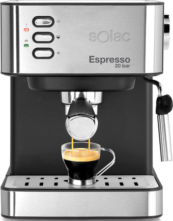 Рожковая помповая кофеварка Solac Espresso 20 Bar (нержавеющая сталь)