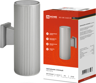 Уличный настенный светильник In Home НБУ LINE-2xA60-GR