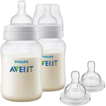 Набор бутылочек для кормления Philips Anti-Colic + Соска Anti-colic 2 шт SCS100/14 (2x260 мл)