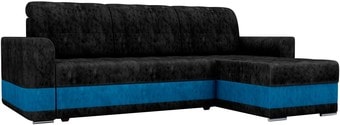 Угловой диван Mebelico Честер 61109 (правый, велюр, черный/голубой)