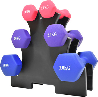 Гантельный ряд Atlas Sport Fitnes 12 кг с подставкой (2x1кг+2x2кг+2x3кг)