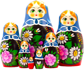 Развивающая игра Брестская Матрешка C георгинами и ромашками (набор 7 шт)