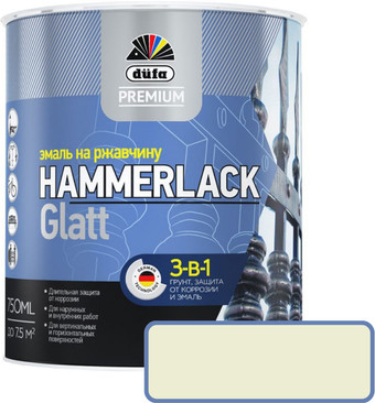 Эмаль Dufa Hammerlack на ржавчину гладкая RAL1015 (750 мл, слоновая кость)
