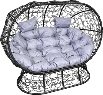 Садовый диван M-Group Лежебока 11190409 (на подставке с черным ротангом/серая подушка)