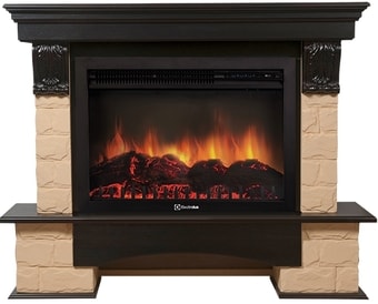 Портал Firelight Forte 30U (угловой, камень бежевый/шпон темный дуб)