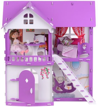 Кукольный домик Krasatoys Светлана с мебелью 000251 (белый/сиреневый)